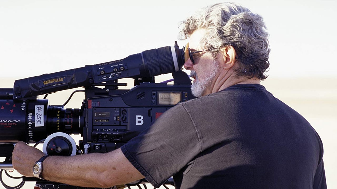 George Lucas with an Panavised HDCAM. Image: Lucas Film.