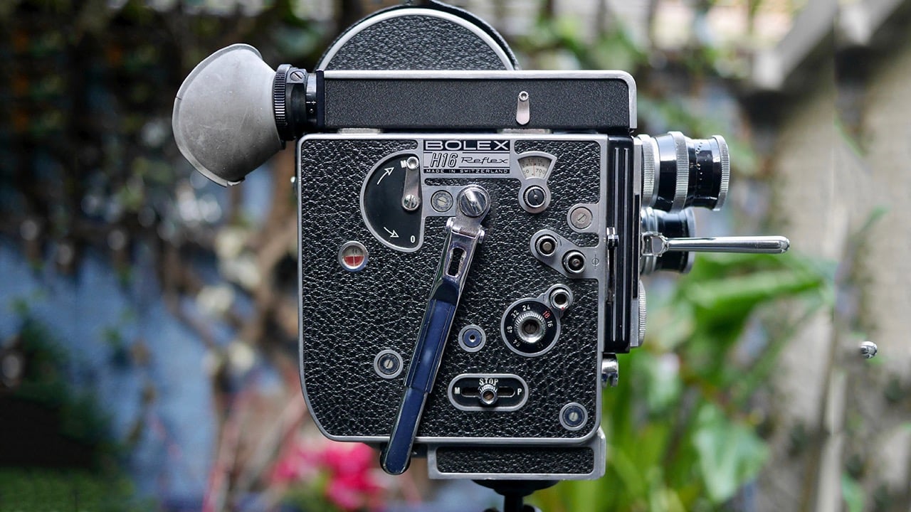 The Bolex H16 16mm camera - eBay is full of them if you fancy experimenting